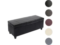 Hot BERLINLODGE Aufbewahrungs-Truhe Sitzbank Lars 45x112x45cm Leder & Kunstleder Schwarz