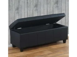 Outlet BERLINLODGE Aufbewahrungs-Truhe Lars 45x114x45cm Kunstleder Matt Schwarz