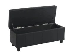 Outlet BERLINLODGE Aufbewahrungs-Truhe Lars 45x114x45cm Kunstleder Matt Schwarz