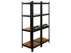 Clearance BERLINLODGE 2er Wohnregal Ragnar Set HxBxT 150x45x45cm Fachlast 100kg Vintagebraun-Schwarz