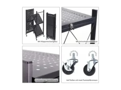 BERLINLODGE KLAP Klappbares Regal Auf Rollen HxBxT 87 x 72 x 34 cm 3 Ebenen Belastbarkeit 150kg Wohnregal