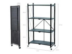BERLINLODGE KLAP Klappbares Regal Auf Rollen HxBxT 127 x 72 x 34 cm 4 Ebenen Belastbarkeit 200kg Wohnregal