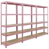 BERLINLODGE Mega Deal 3x Wohnregal PINK LADY HxBxT 180x90x40cm Fachlast 175kg 5 Ebenen Pink Bücherregal Standregal Büroregal