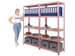 Online BERLINLODGE Mega Deal 2x Wohnregal PINK LADY HxBxT 180x90x40cm Fachlast 175kg 5 Ebenen Pink Bücherregal Standregal Büroregal
