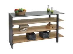 New BERLINLODGE Regal HxBxT 72x119x40cm Massiv-Holz Industrial Natur Mit Metall-Optik Wohnregal Bücherregal Schuhregal Sideboard