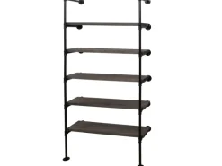 Online BERLINLODGE Standregal HxBxT 165x80x28cm Industriedesign Holz Metall Wohnregal Bücherregal Ablageregal Grau-Braun