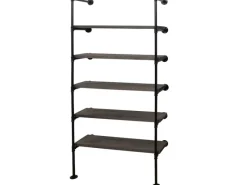 Online BERLINLODGE Standregal HxBxT 165x80x28cm Industriedesign Holz Metall Wohnregal Bücherregal Ablageregal Grau-Braun