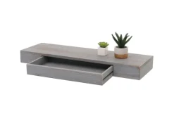 BERLINLODGE Wandregal HxBxT 8x80x25cm Schweberegal Wandboard Hängeregal Regal Schublade Massiv-Holz Shabby