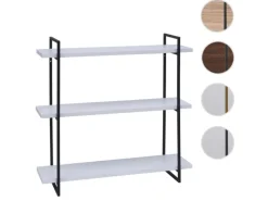 BERLINLODGE Wandregal HxBxT 60x60x18cm 3 Regalböden Massiv-Holz Industrial Weiß Hängeregal Schweberegal