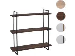 BERLINLODGE Wandregal HxBxT 60x60x18cm 3 Regalböden Massiv-Holz Industrial Weiß Hängeregal Schweberegal