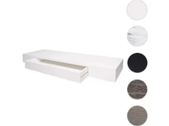 BERLINLODGE Wandregal HxBxT 8x80x25cm Schublade Massiv-Holz Weiß Shabby Schweberegal Wandboard Hängeregal Regal