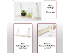 BERLINLODGE Wandregal HxBxT 27x50x13cm Hängeregal Regal Shabby-Look Vintage