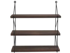 BERLINLODGE Wandregal HxBxT 40x40x13cm 3 Regalböden Metall Massiv-Holz Industrial Hängeregal Schweberegal Regal Dunkelbraun