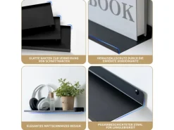 BERLINLODGE Wandregal Metall 3er Set Matte Schwarz Schweberegal Wandboards Bücherregal 3-Teiliges Hängeregal Wanddeko