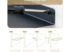 BERLINLODGE Wandregal Metall 3er Set Matte Schwarz Schweberegal Wandboards Bücherregal 3-Teiliges Hängeregal Wanddeko