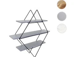 Best BERLINLODGE Wandregal Rautenförmig HxBxT 60x55x12cm Industriedesign Echtholz -Blau Hängeregal Regal Grau