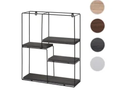 Hot BERLINLODGE Wandregal Rechteckig HxBxT 51x40x11cm 4 Regalböden Metall Massiv-Holz Industrial Dunkel Hängeregal Schweberegal Regal Grau
