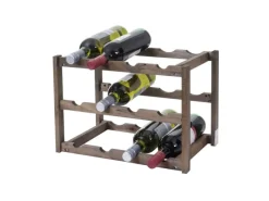 BERLINLODGE Weinregal Für 12 Flaschen HxBxT 30x42x26cm Tanne 3 Böden 1 Stück Flaschenregal Weinständer Weinhalter