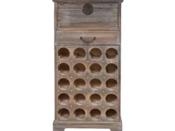 BERLINLODGE Weinregal Mit Schublade Und Truhe Flaschenregal Für 20 Flaschen HxBxT 94x48x31cm Shabby-Look Vintage