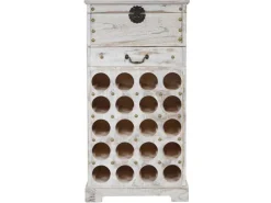 Clearance BERLINLODGE Weinregal Mit Schublade Und Truhe Flaschenregal Für 20 Flaschen HxBxT 94x48x31cm Shabby-Look Vintage Weiß