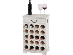 BERLINLODGE Weinregal Mit Schublade Flaschenregal 20 Flaschen HxBxT 76x48x31cm Shabby-Look Vintage