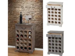 BERLINLODGE Weinregal Mit Schublade Flaschenregal 20 Flaschen HxBxT 76x48x31cm Shabby-Look Vintage