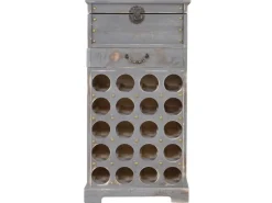 Best BERLINLODGE Weinregal Mit Schublade Und Truhe Flaschenregal Für 20 Flaschen HxBxT 94x48x31cm Shabby-Look Vintage Grau