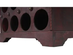 BERLINLODGE Weinregal Mit Schublade Und Truhe Flaschenregal Für 20 Flaschen HxBxT 94x46x38cm Kolonialstil Rot/Braun