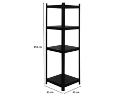 Outlet BERLINLODGE Wohnregal Ragnar HxBxT 150x45x45cm Fachlast 100kg Matt Shwarz Bücherregal Standregal Büroregal für Wohnzimmer Arbeitszimmer