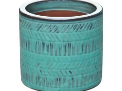 Clearance Übertopf Keramik Strukturiert Ø 19 x 17 cm Grün