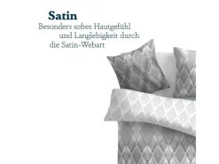 Bestlivings Bettwäsche Satin 80 x 80 cm & 135 x 200 cm Raute Grau