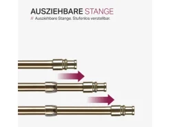 Bestlivings Cafehausstangen Messing Gold 75 bis 125 cm & Klemmträger