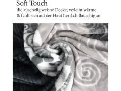 Sale Bestlivings Flanell Kuscheldecke Soft Touch 130 x 170 Bella Casa Hellgrau Ranke