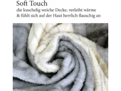Bestlivings Flanell Kuscheldecke Soft Touch 130 x 170 Bella Casa Hellgrau Ornament