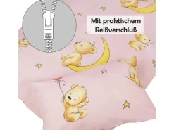 Bestlivings Kinder Bettwäsche 100 x 135 cm & 40 x 60 cm - Bärchen Rosa