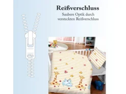 Bestlivings Kinder Bettwäsche 100 x 135 cm & 40 x 60 cm - Elefant & Giraffe