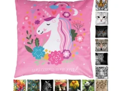 Online Bestlivings Kissenhülle Fotodruck 40 x 40 cm Einhorn Ohne Füllung Pink