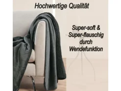 Bestlivings Kuscheldecke Teddy Fleece Sherpa Flanell 150 x 200 cm Schwarz