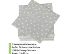 Bestlivings Servietten 33 x 33 cm Sterneküche 3 Lagig 120er Pack