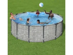 Bestway Stahlrahmen-Pool Set Steel Pro Max Frame Ø 427 x 122 cm Rund Grau