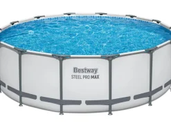 Discount Bestway Stahlrahmen-Pool Set Steel Pro Max Frame EU Ø 427 x 122cm Rund Lichtgrau