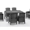 BICA Lido Wetterfestes Balkonset 7-tlg. mit 6 Sessel inkl. Sitzkissen und Tisch Houston Graphit