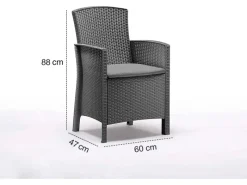 BICA Lido Wetterfestes Balkonset 7-tlg. mit 6 Sessel inkl. Sitzkissen und Tisch Houston Graphit