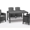 BICA Lido Wetterfestes Balkonset 5-tlg. mit 4 Sessel inkl. Sitzkissen und Tisch Houston Graphit