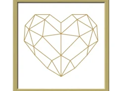 Hot Pro Art Bild mit Rahmen Anonymus Golden Polygon Heart 32,5 cm x 32,5 cm