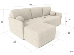 Sale Björn&Schiller Ecksofa mit Schlaffunktion und Bettkasten 212x92x142 cm Waschbarer Bezug Grau
