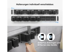 Björn&Schiller Gerätehalter Wandhalterung Aluminium 4 Besenhalter 5 Haken bis 10 kg