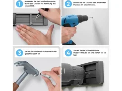 Björn&Schiller Gerätehalter Wandhalterung Aluminium 4 Besenhalter 5 Haken bis 10 kg