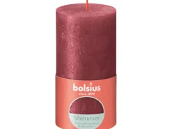Hot Bolsius Rustik-Kerze Shimmer 130/68 mm Rot