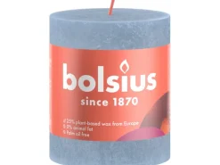 New Bolsius Rustik-Kerze Shine Winter Edition Ø 6,8 cm x 8 cm Himmelblau